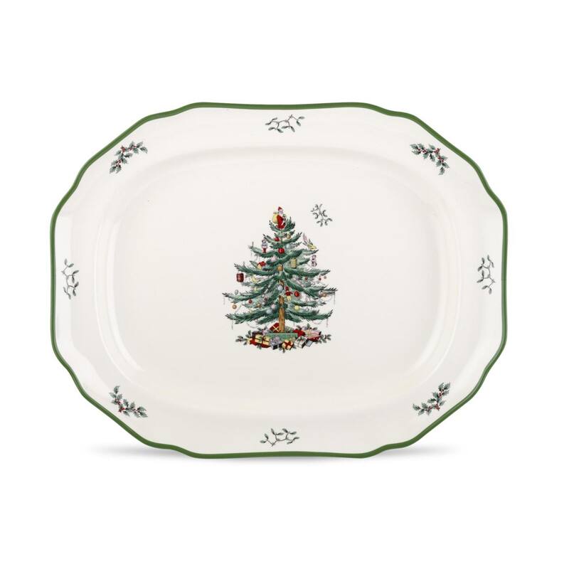 Spode Christmas Tree Sculpted Platter - 19" L x 16" W - 19" L x 16" W - Multicolored - 1 Piece