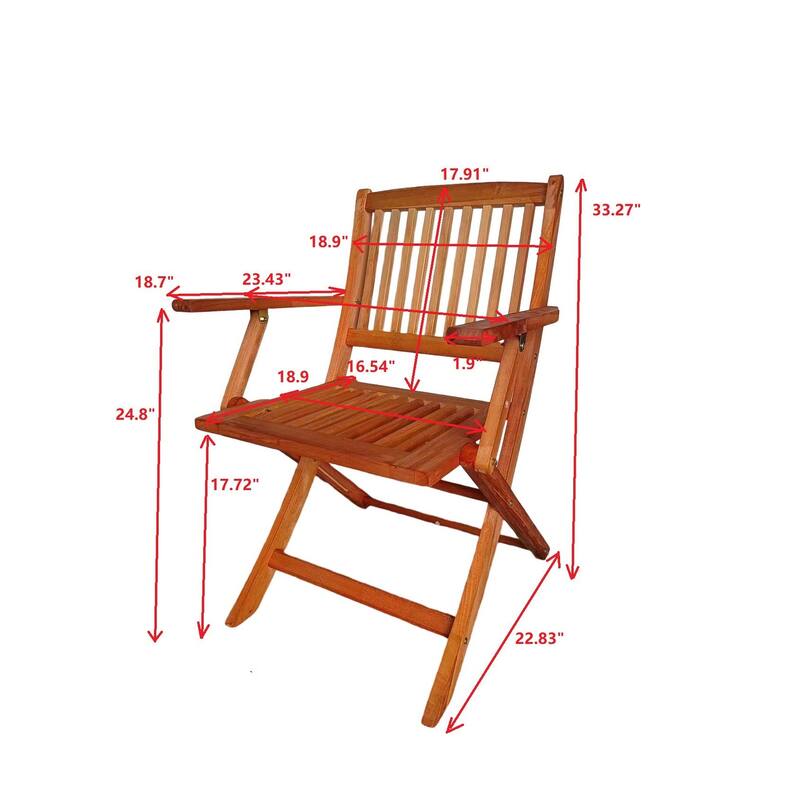4 Piece Folding Solid Wood Kitchen Dining Chair with Backrest, Armrests for Dining Room Kitchen Living Room Bedroom Terrace