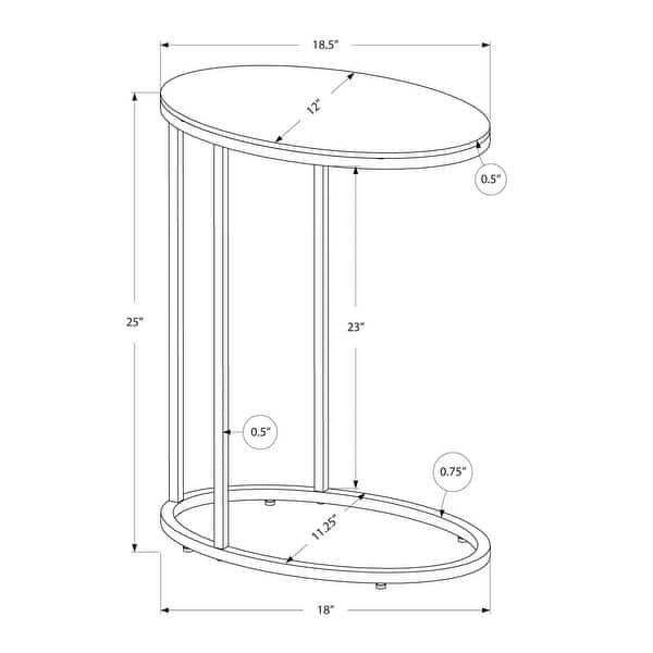Offex Contemporary Oval Glossy White Accent Table with Chrome Metal