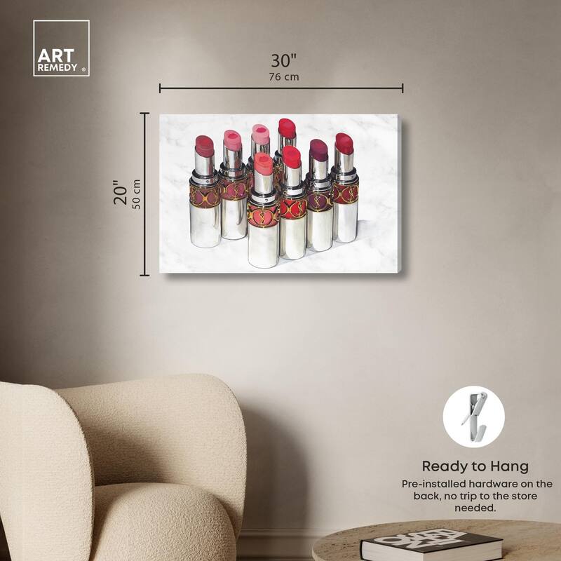 Doll Memories - Lipsticks 22 Canvas by Art Remedy, Gallery Wrapped