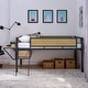 preview thumbnail 23 of 38, Metal Loft Bed with Desk, Rattan Loft Bed Frame with Hanging Storage
