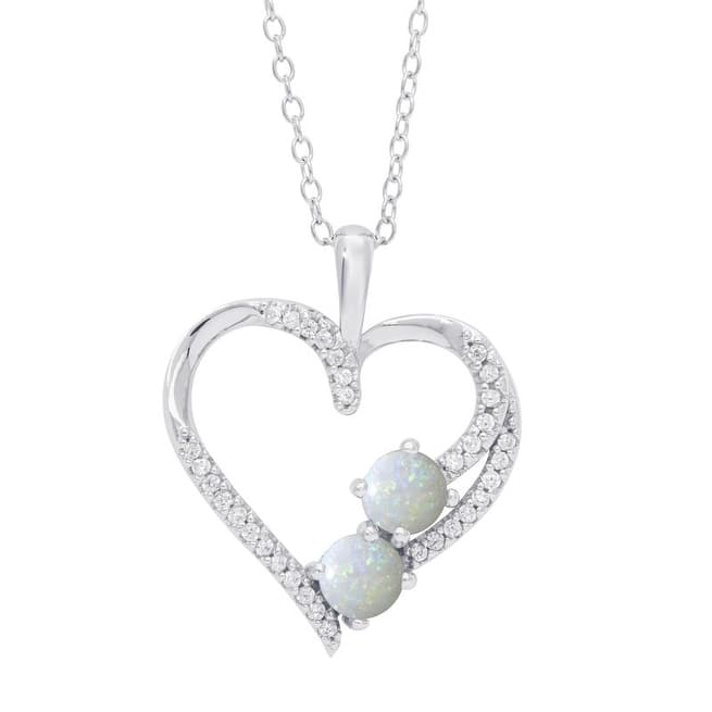 Victoria Townsend .925 Sterling Silver Opal Open Heart Pendant Necklace