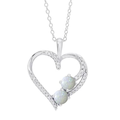Victoria Townsend .925 Sterling Silver Opal Open Heart Pendant Necklace