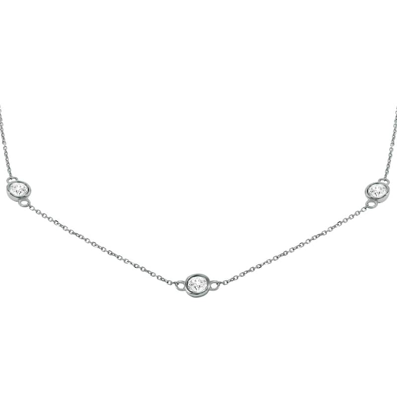 Marquee 2 Carat TW Bezel Set Diamond Station Necklace in 14K White Gold