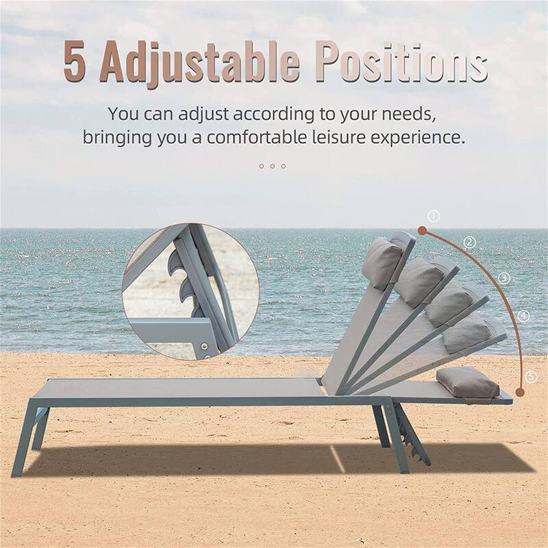 Aluminum Lounge Chairs with 5 Adjustable Positions (Set of 3) On Sale