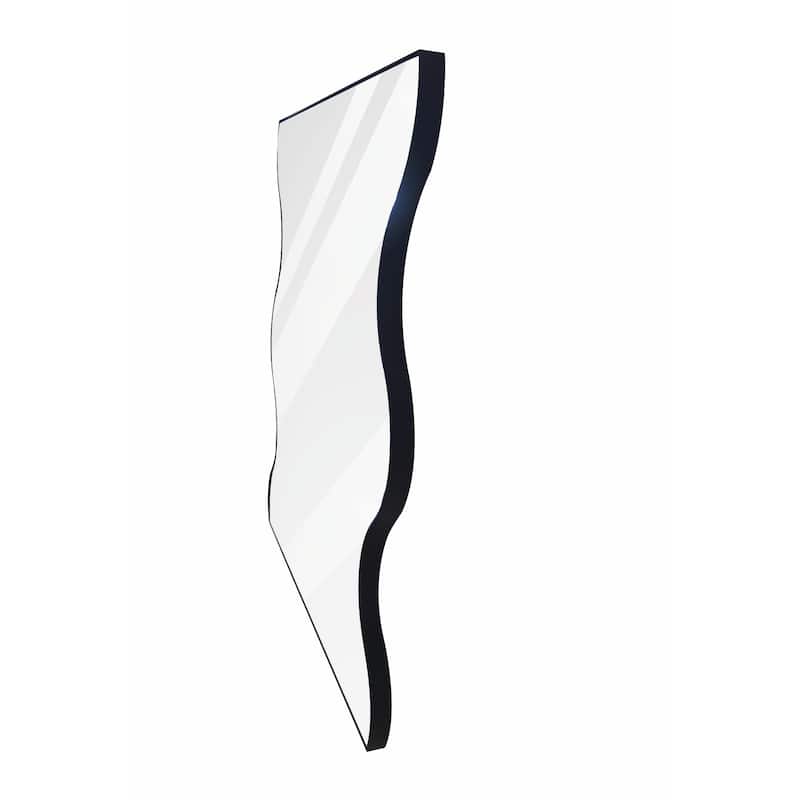 30x35 Inch Wall Mirror with Wavy Sides: Metal Framed Vanity and Dressing Mirror