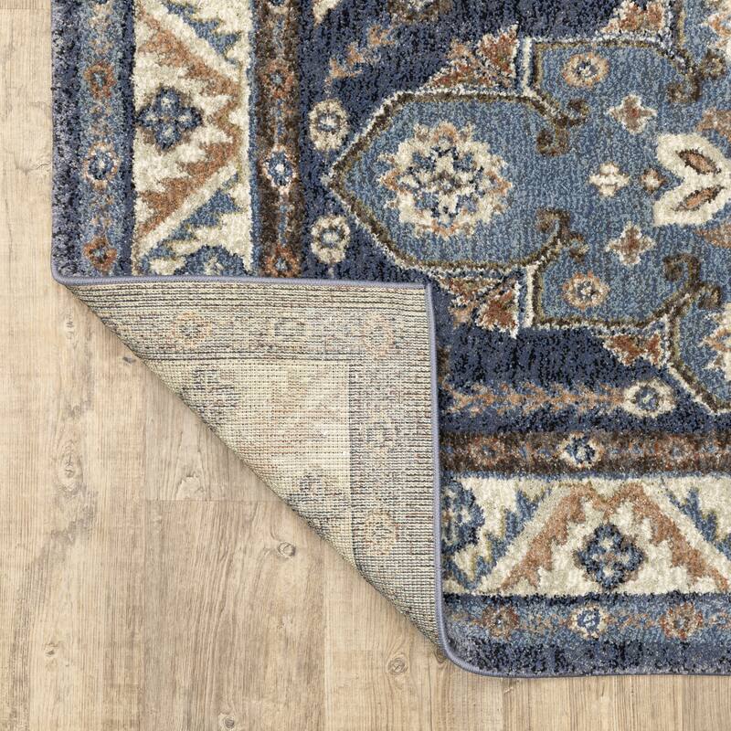 ROW Gemma Triple Medallion Traditional Blue/Rust Area Rug
