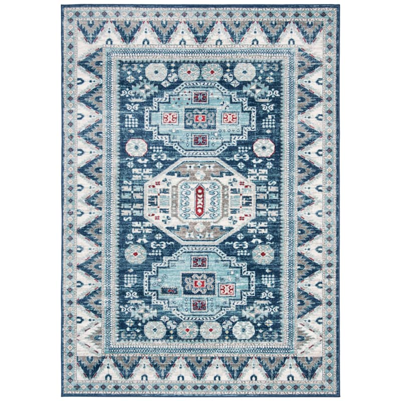 SAFAVIEH Kazak Pamala Traditional Oriental Rug - 4' x 6' - Blue/Creme