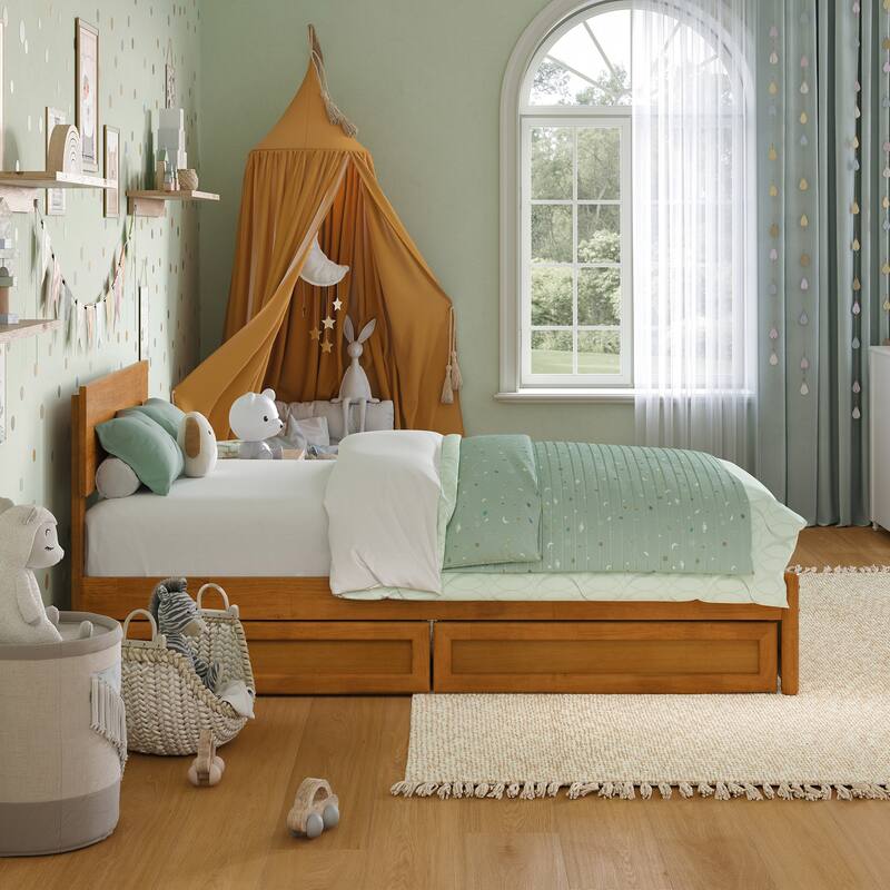 Wesley Platform Bed with Panel Footboard and Storage Drawers