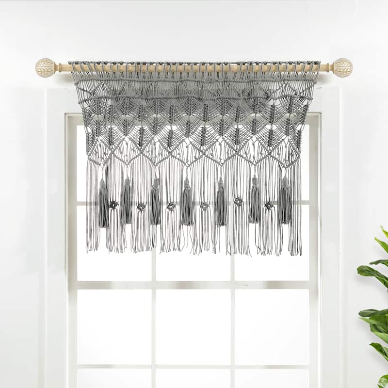 Lush Decor Boho Macrame Tassel Cotton Valance/Kitchen Curtain/Wall Decor Single - 30" x 40"