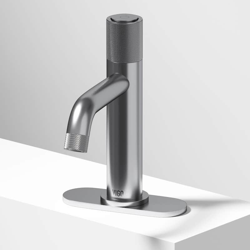 VIGO Apollo 8" H Button Operated Single Hole Bathroom Faucet