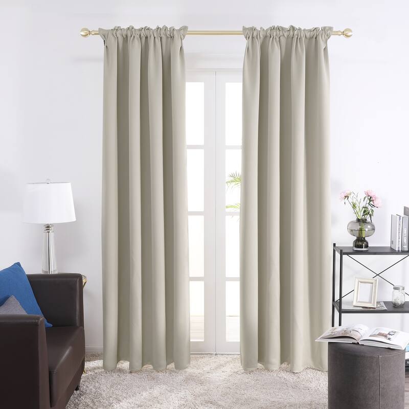 Deconovo Solid Rod Pocket Curtain Panel Pair (2 Panel) - 42W x 95L - Cream