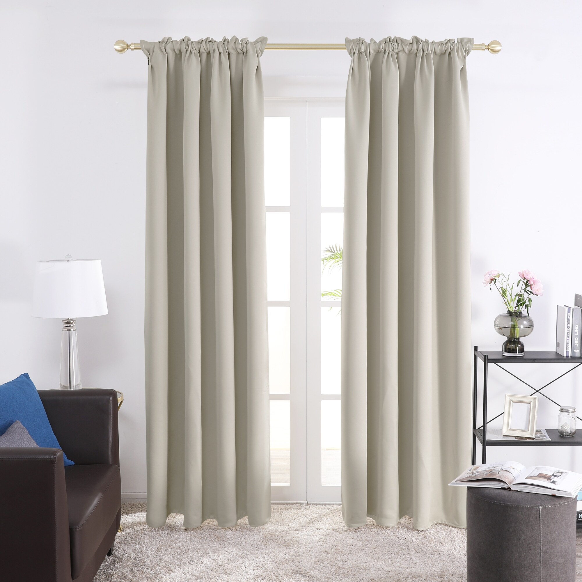 Deconovo Solid Rod Pocket Curtain Panel Pair (2 Panel)