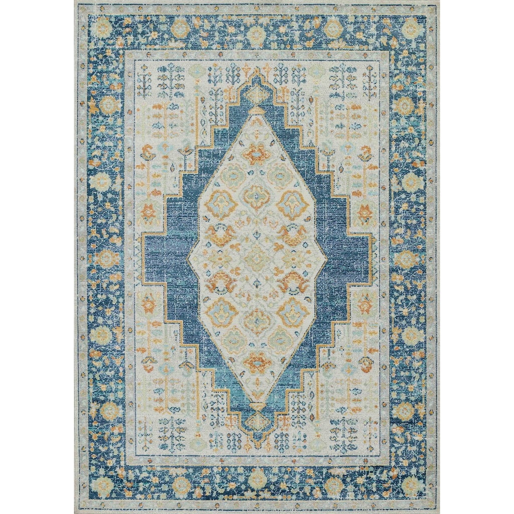 ECARPETGALLERY Machine Woven Kinsley Navy Area Rug