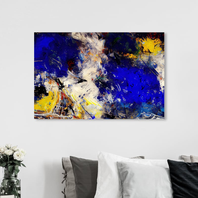 Wynwood Studio Canvas Abstract Finfun Blue and Sapphire Blue Modern & Contemporary Wall Art Canvas Print - 36 x 54
