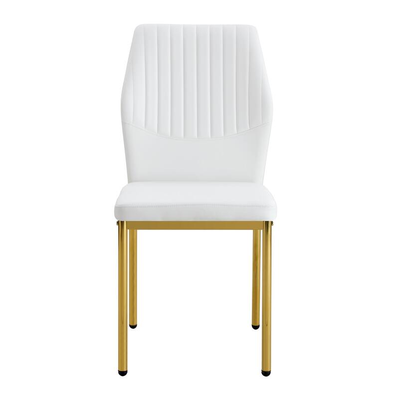Modern 4 Piece PU Dining Chair Set with Backrest, Metal Legs, Cushions for Dining Room Kitchen Bedroom Living Room