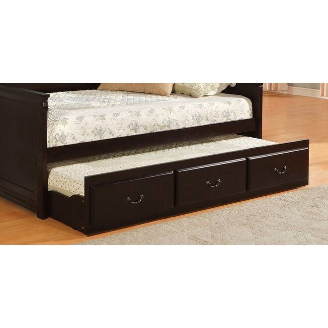 Traditional Twin Daybed with Trundle and Espresso Finish