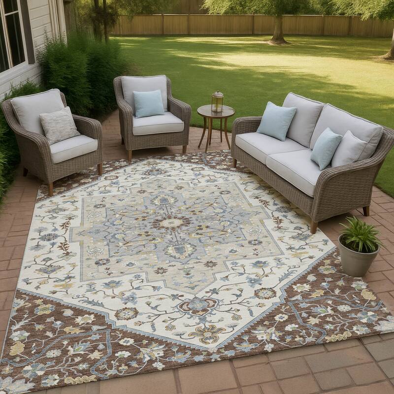 Machine Washable Indoor/ Outdoor Traditional Kolkata Chantille Rug - Chocolate - 3' x 5'