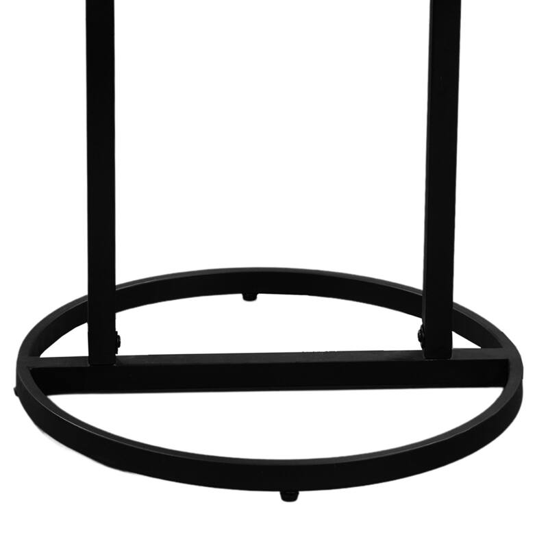 18 in. Black and White Round Faux Marble End Table, Sturdy Build End Side Table for Living Rooms