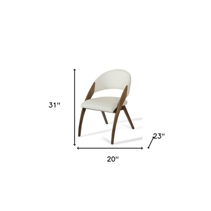 HomeRoots Set of Two Cream And Brown Upholstered Faux Leather Dining Side Chairs