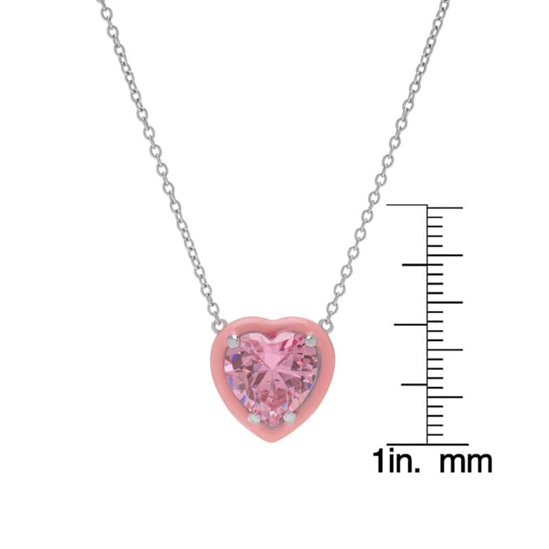 Victoria Townsend Silver Plated Pink Cubic Zirconia Heart Necklace