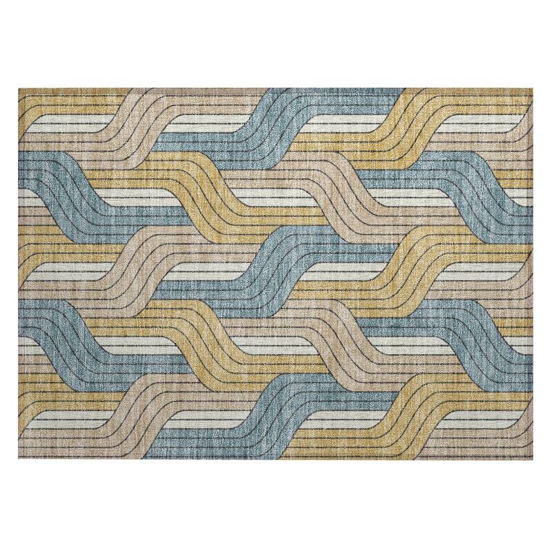 Machine Washable Indoor/ Outdoor Modern Pathway Chantille Rug