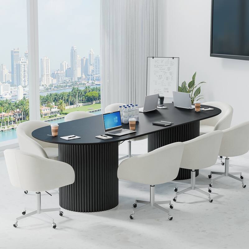 86" Big Solid Wood Oval Table Conference Table for Large Meeting Rooms