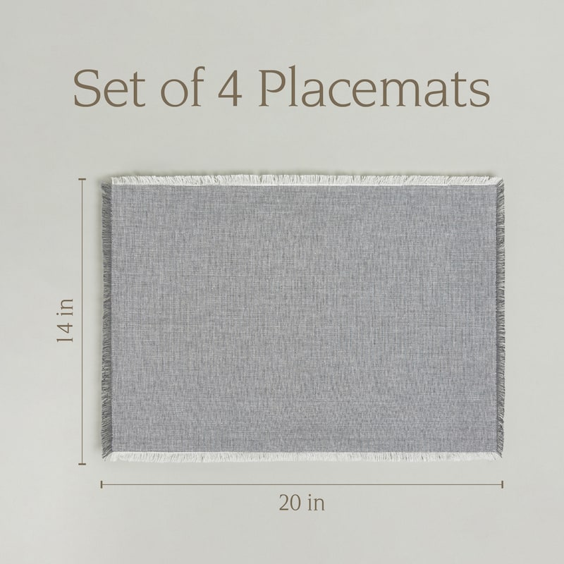 over&back 100% Cotton Frayed Chambray Placemats - Set of 4