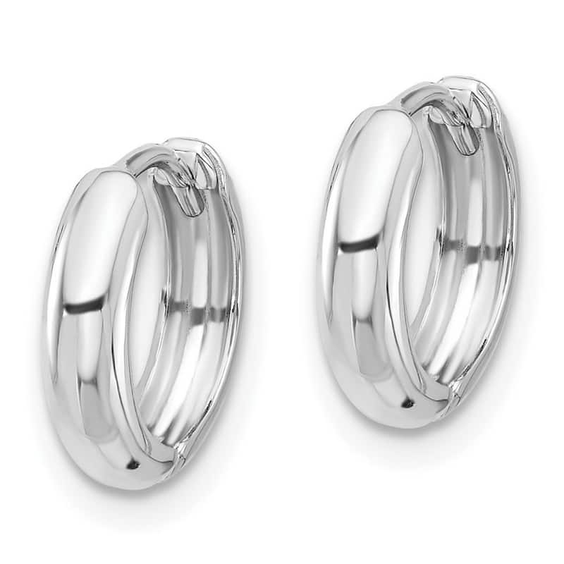 Curata 14k White Gold Polished 5x9mm Hinged Hoop Earrings