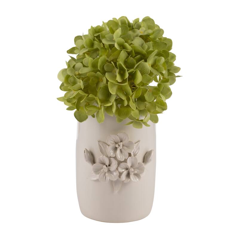 8" Ceramic Ivory Vase Neutral Colored Flower Bunch Decorative Table Vase Contemporary Home or Office Decor -