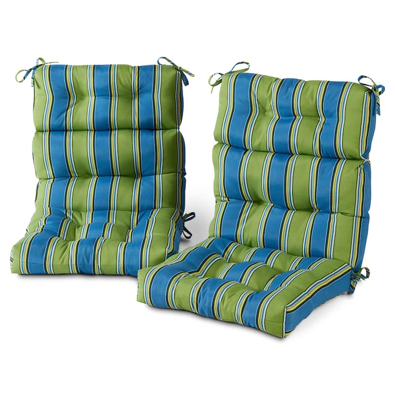 Cayman Stripe 44-in x 22-in Outdoor High Back Chair Cushion (Set of 2) (Cushions Only)