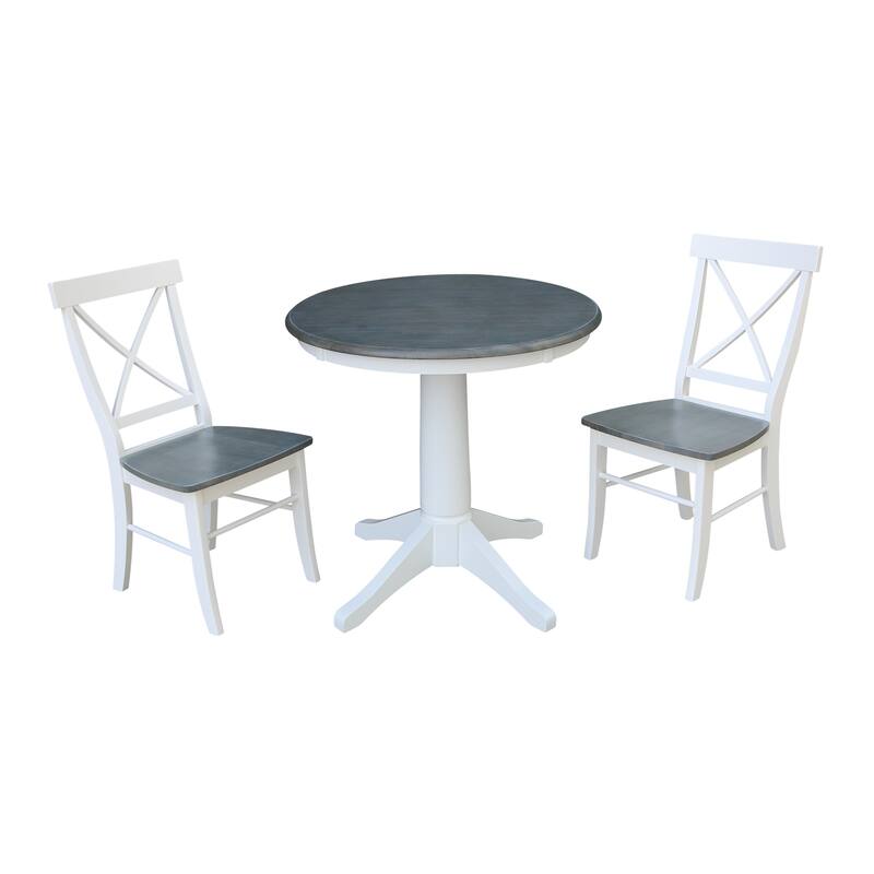30" Round Top Pedestal Table with 2 X-Back Chairs