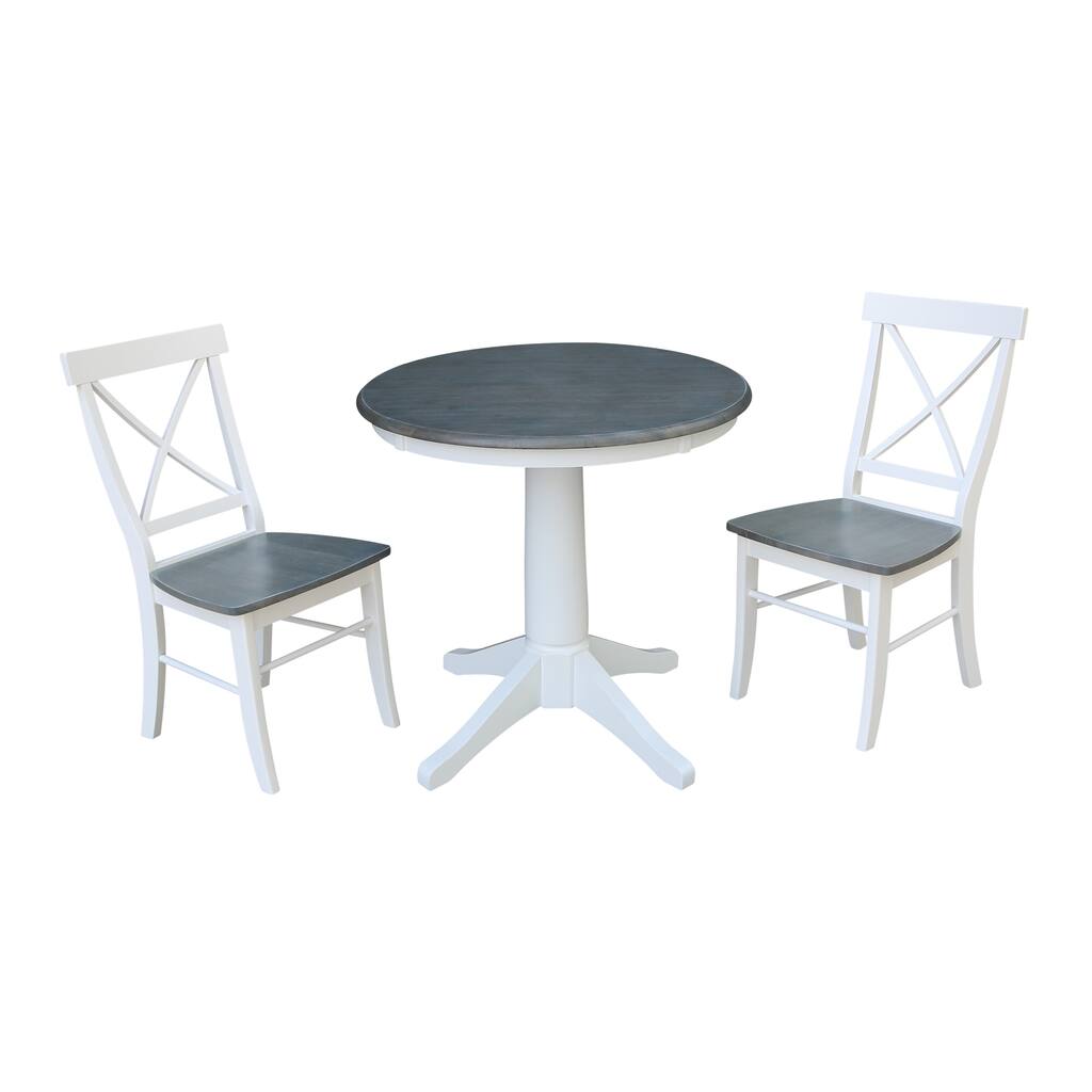 30" Round Top Pedestal Table with 2 X-Back Chairs