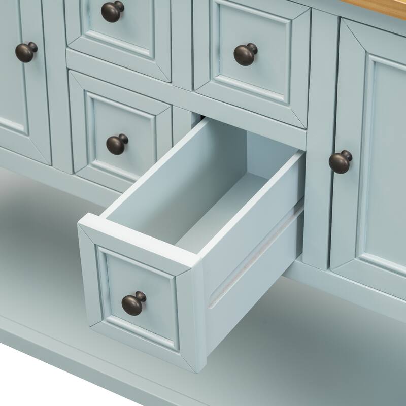 Cambridge Series Ample Storage Vintage Console Table with Four Small Drawers and Bottom Shelf for Living Rooms and Kitchens