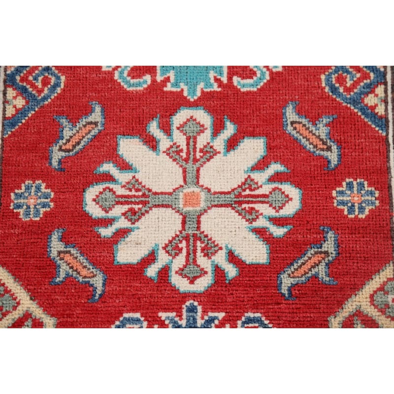 Red Kazak Oriental Runner Rug Handmade Wool Carpet - 2'10" x 9'10"