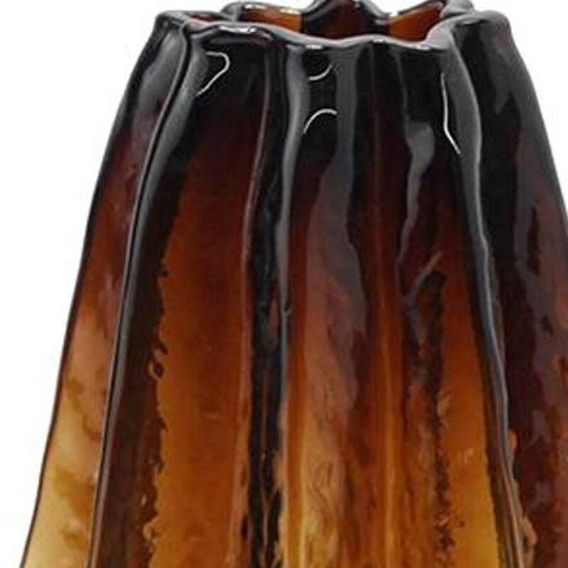 12" Burnt Umber Wavy Glass Table Vase - 5.10