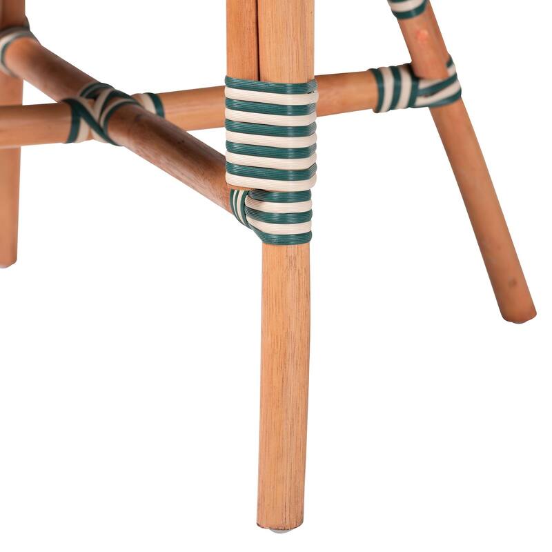 Mattie Rattan Bistro Chair - Handwoven Cafe-Style Dining Chair with Curved Arms for Kitchen or Indoor/Outdoor Lounge