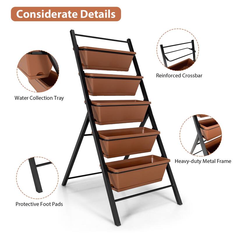 Costway 5-tier Vertical Garden Planter Box Elevated Raised Bed w/5