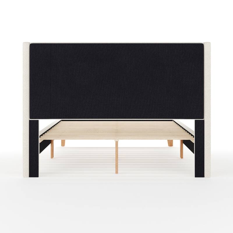 Martha Stewart Upholstered Platform Bed with Wingback Headboard