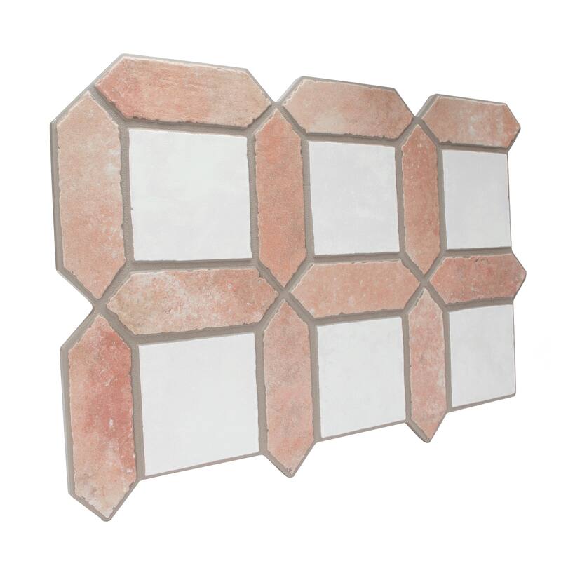 Merola Tile Picket Arenta Clay with White Square 14-5/8" x 22-1/2" Porcelain Floor and Wall Tile