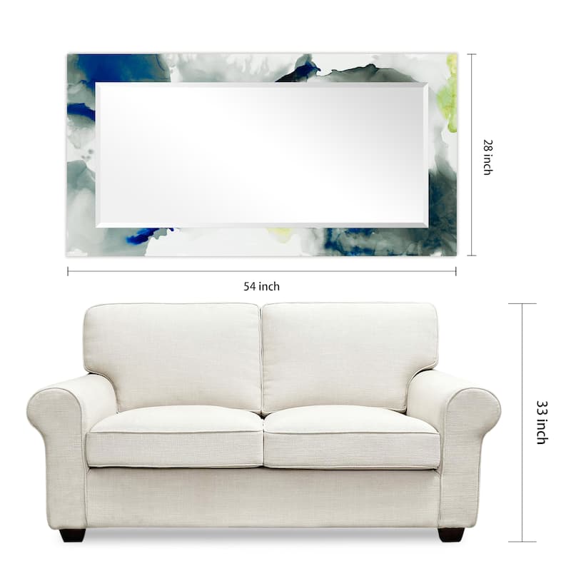 Ephemeral Rectangular Beveled Mirror on Free Floating Printed Tempered Art Glass - Clear - 54" x 28"