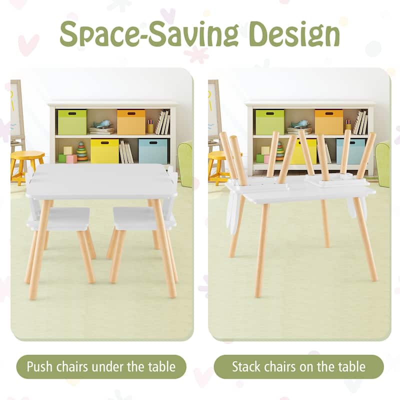 3 Pieces Kids Table and Chairs Set for Arts Crafts Snack Time - 24.5" x 24.5" x 17"