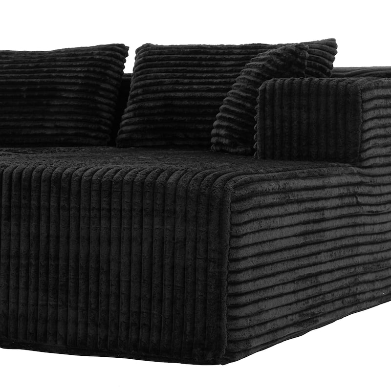 Black L-Shaped Compressed Foam Sofa – Ready-to-Use Sectional Couch with Chaise