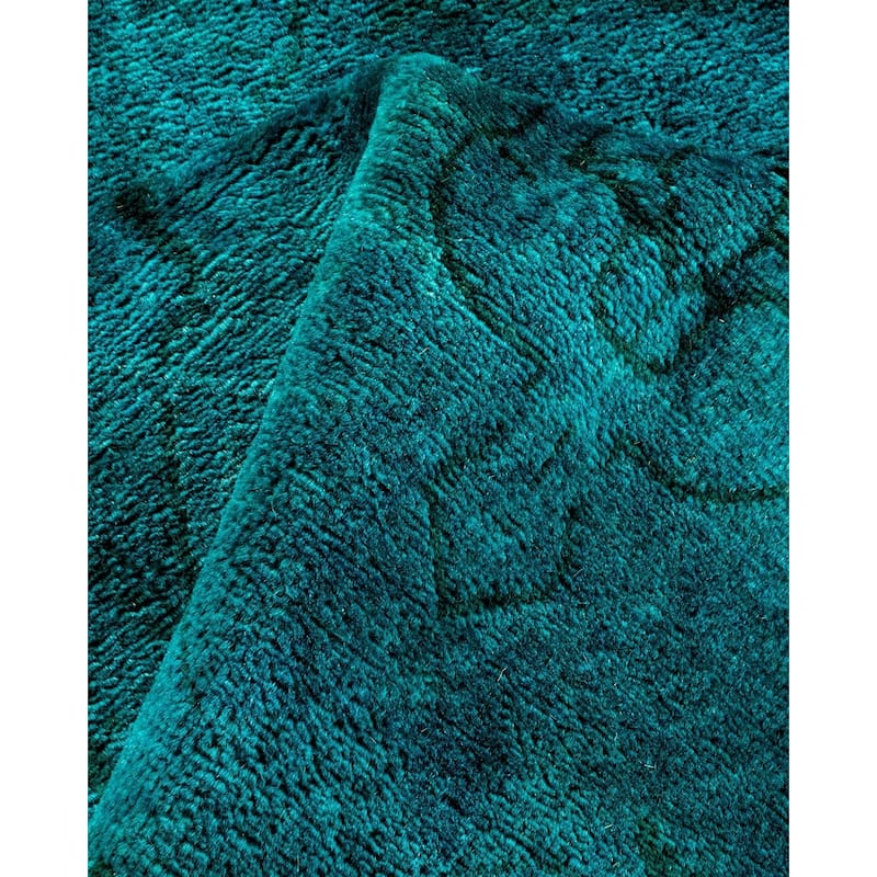 Overton Hand Knotted Wool Vintage Inspired Modern Contemporary Overdyed Blue Area Rug - 3' 1" x 5' 3"