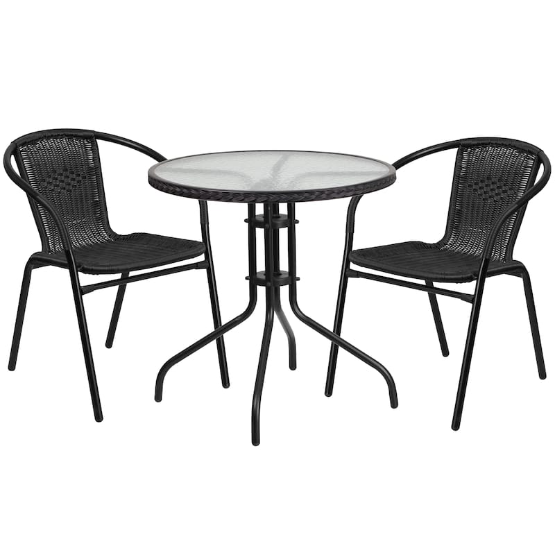 3-piece Outdoor Table/Chair Set - 28.75"W x 28.75"D x 28"H