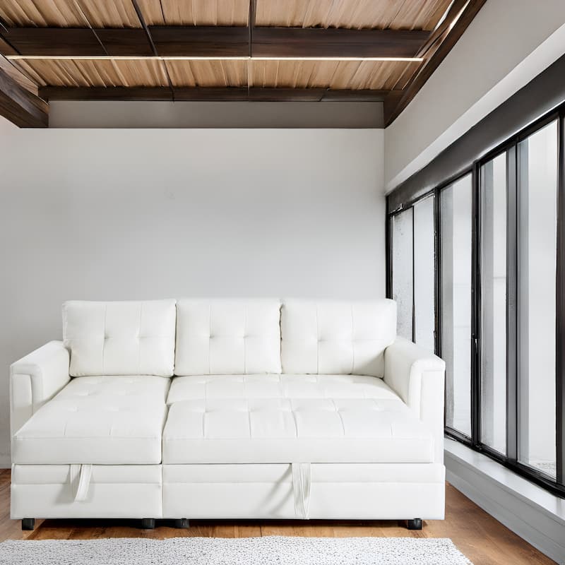 Convertible L-Shaped Sectional Sleeper Sofa with USB & Pull-Out Bed