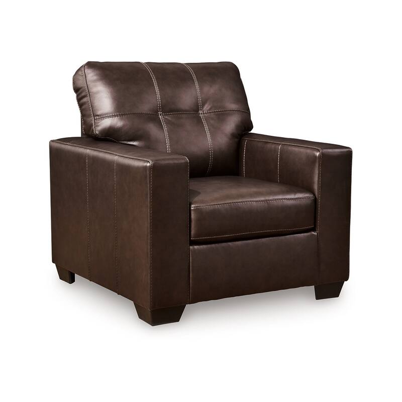 Orion Armchair, Modern Dark Brown Tufted Real and Faux Leather Cushion