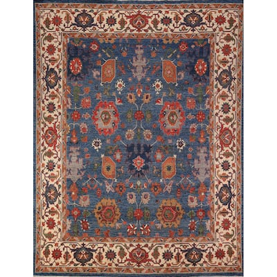 Blue Ziegler Vegetable Dye Area Rug Handmade Wool Carpet - 8'0" x 9'9"