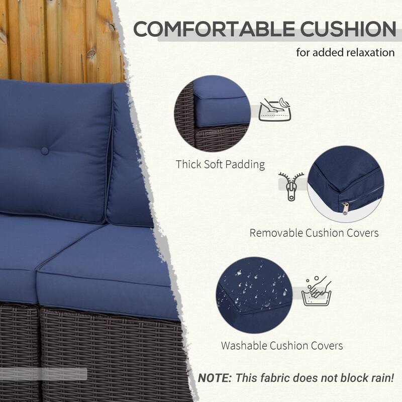 7-Piece Gray Outdoor Rattan Sectional Sofa Set with Washable Cushions, PE Wicker Patio Seating and Steel Frame