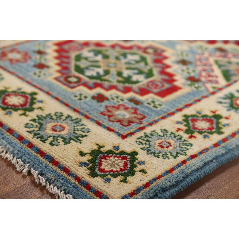 Light Blue Kazak Oriental Accent Rug Hand-Knotted Wool Carpet - 2'1" x 3'0"